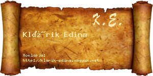 Klárik Edina névjegykártya
